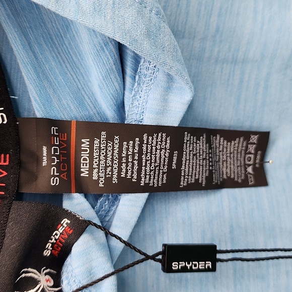 SPYDER ACTIVE MEN'S MEDIUM LONG SLEVES TSHIRT WITH HOODIE, RED LIGHT BLUE - Picture 8 of 12